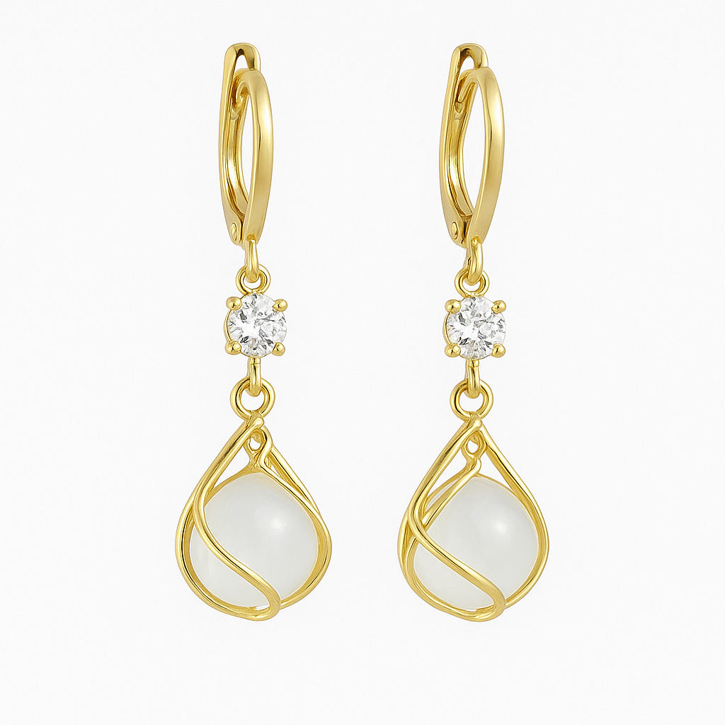 White Opal Drop Earrings