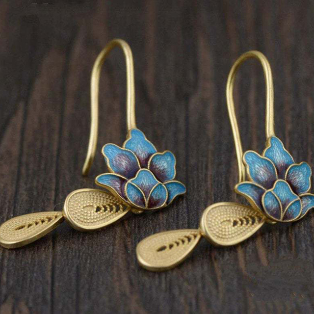 Blue Lotus Boho Earrings