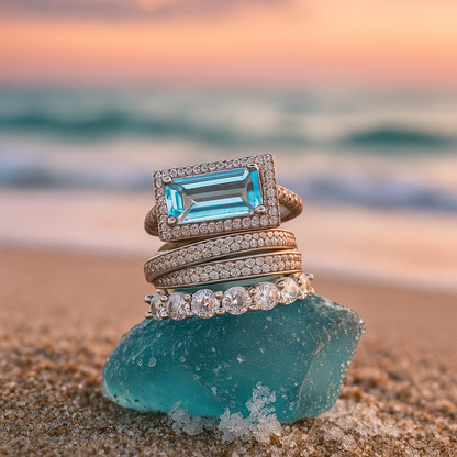 Elegant Ocean's Ring Set