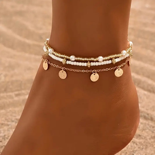 Golden Serenity Anklet Set
