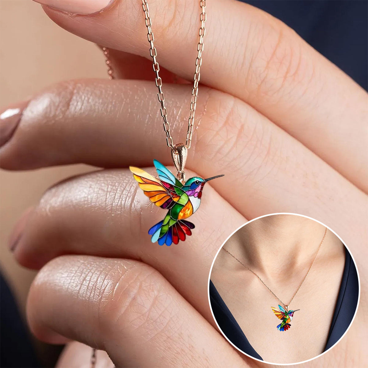 Hummingbird Necklace and Earring Set