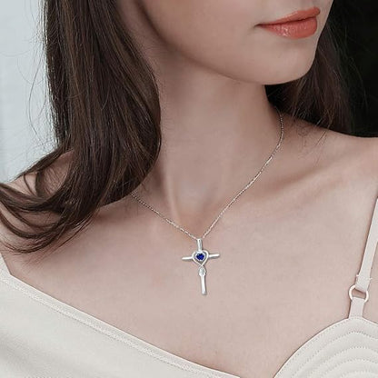 Sapphire Cross Necklace