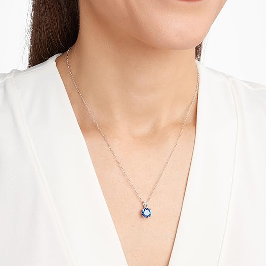 Round Cut Sapphire Necklace