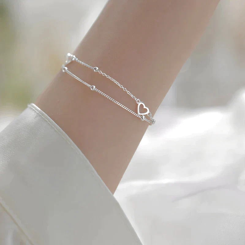 Silver Heart Bracelet (Adjustable)
