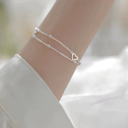 Silver Heart Bracelet (Adjustable)