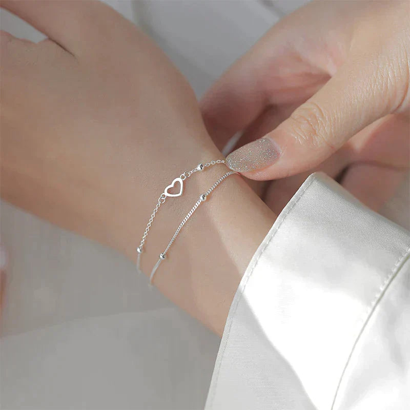 Silver Heart Bracelet (Adjustable)
