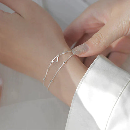 Silver Heart Bracelet (Adjustable)