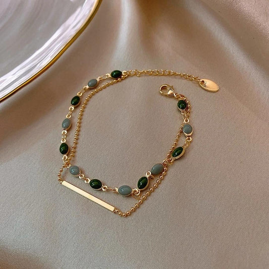 Golden Green Stones Bracelet