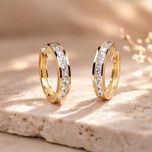 Chic Gold & Crystal Hoop Earrings