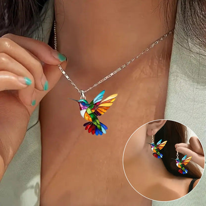Hummingbird Necklace and Earring Set