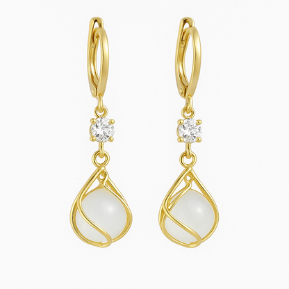 White Opal Drop Earrings