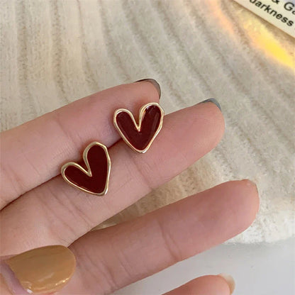 Red Heart Stud Earrings