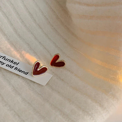 Red Heart Stud Earrings
