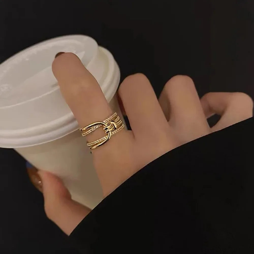 Golden Double Band Chain Ring (one size)