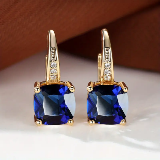 The Sapphire Stone Hoop Earrings
