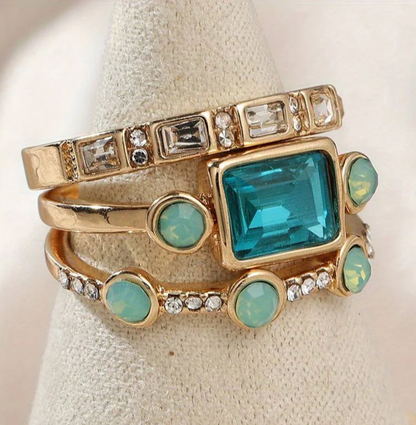 Classic Vintage Crystal Ring Set
