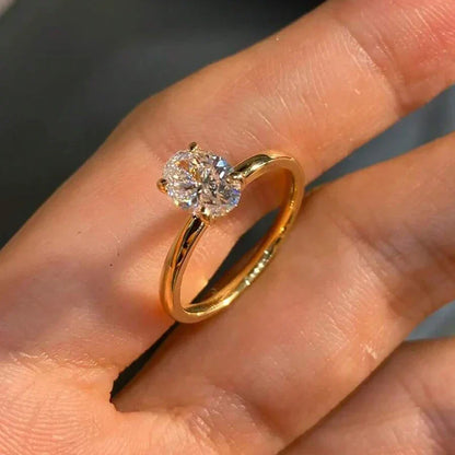 Sophisticated Sterling Silver Oval Cut Engagement Ring