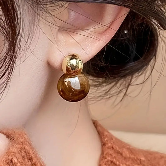 Aurélie Fine Amber Earrings – Gold