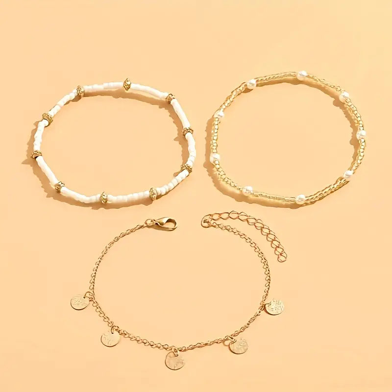 Golden Serenity Anklet Set