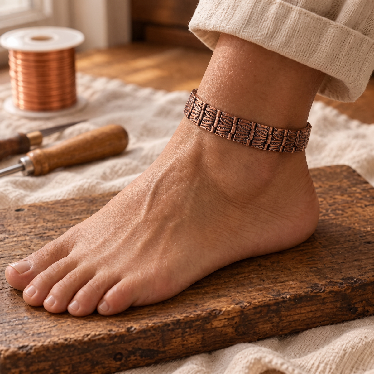 Petal Copper Anklet