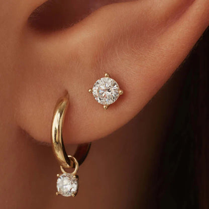 Larmes de Lune Fine Stud Earrings - Gold