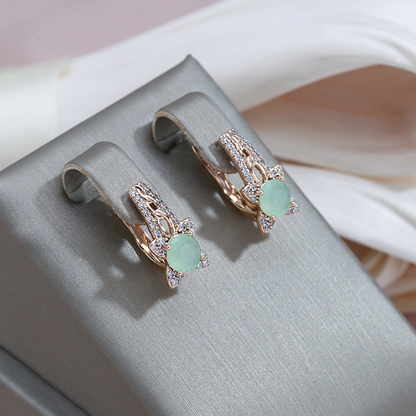 Green Crystal Flower Earrings