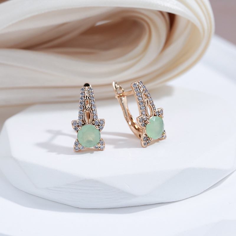 Green Crystal Flower Earrings