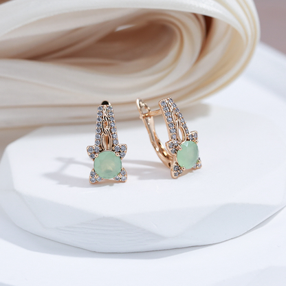 Green Crystal Flower Earrings