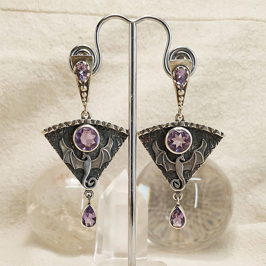 Vintage Silver and Purple Earrings