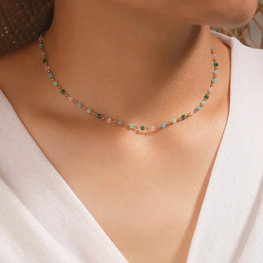 Colorful Pebble Accents Necklace