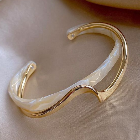 Elegant Golden White Opal Bracelet