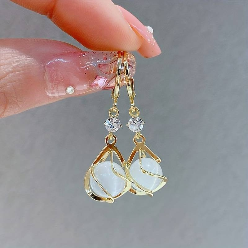 White Opal Drop Earrings