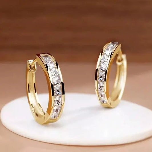 Chic Gold & Crystal Hoop Earrings