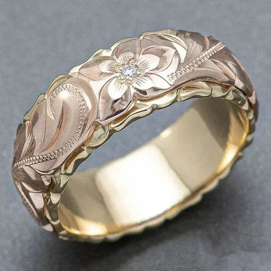 Antique Rose Flower Gold Ring